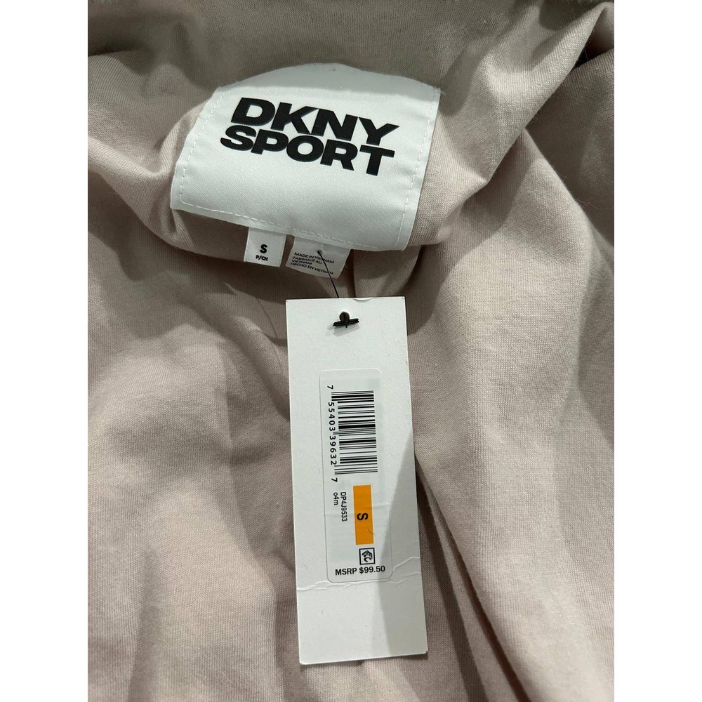 DKNY Sport Womens Faux Fur Hooded Bomber Jacket Blush Beige Detachable Hoodie - Picture 6 of 8